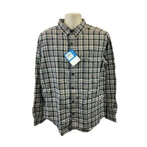 Columbia Mens Vapor Ridge 3 Size Medium Plaid Cotton Flannel Long Sleeve Shirt